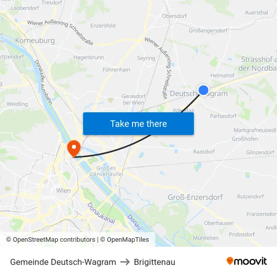 Gemeinde Deutsch-Wagram to Brigittenau map