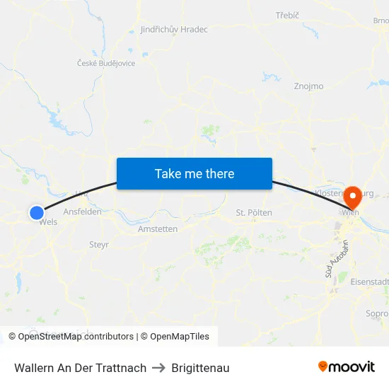 Wallern An Der Trattnach to Brigittenau map