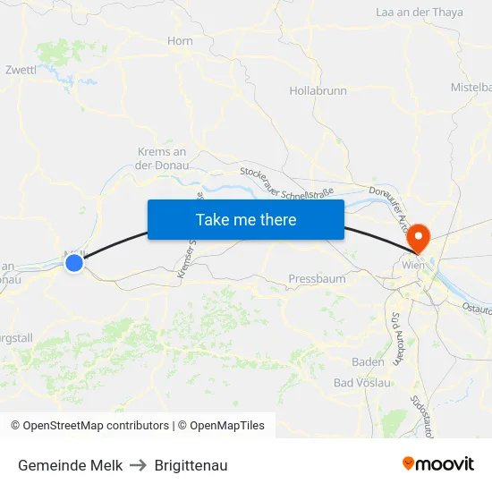 Gemeinde Melk to Brigittenau map