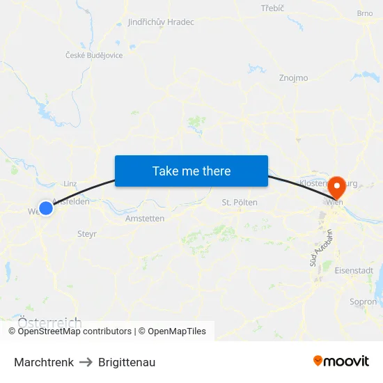 Marchtrenk to Brigittenau map