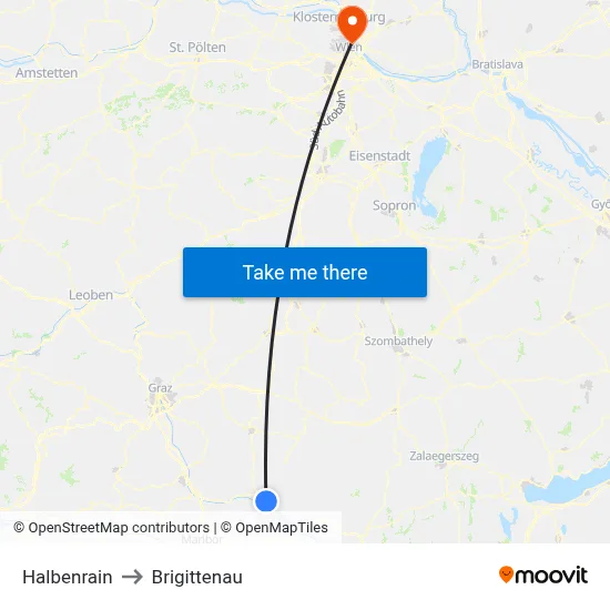 Halbenrain to Brigittenau map