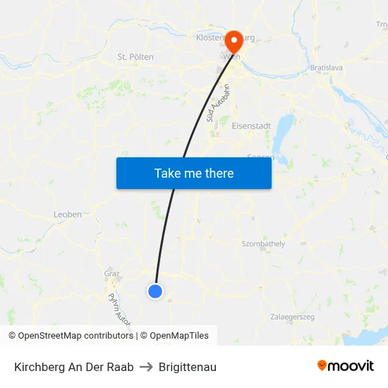 Kirchberg An Der Raab to Brigittenau map