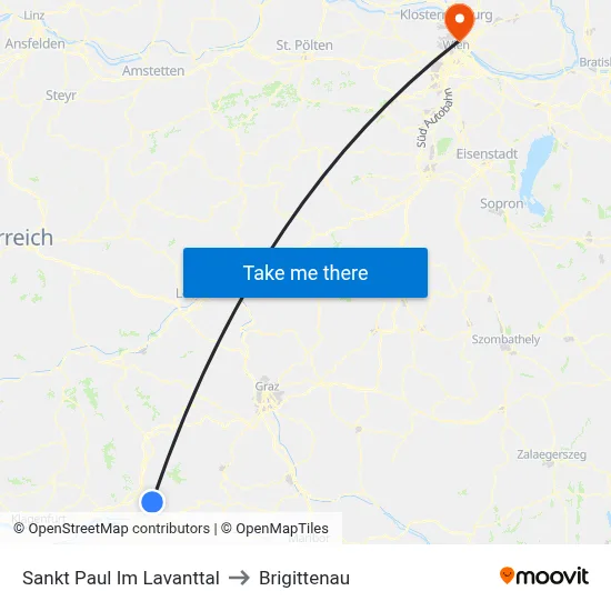 Sankt Paul Im Lavanttal to Brigittenau map