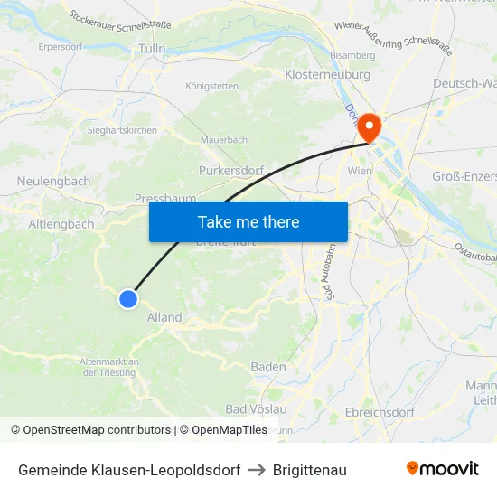 Gemeinde Klausen-Leopoldsdorf to Brigittenau map