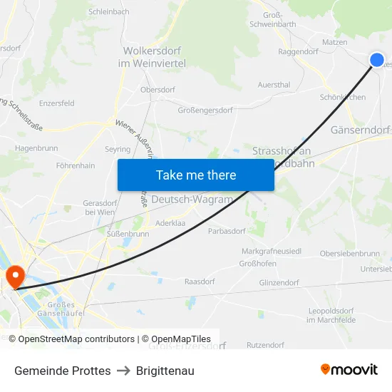 Gemeinde Prottes to Brigittenau map