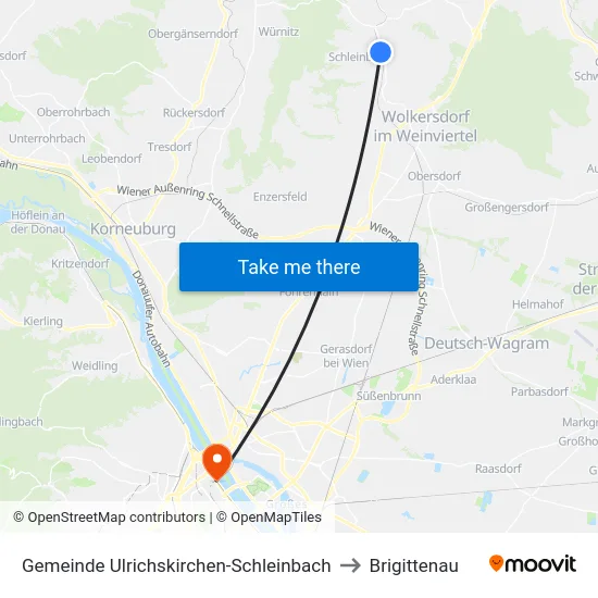 Gemeinde Ulrichskirchen-Schleinbach to Brigittenau map