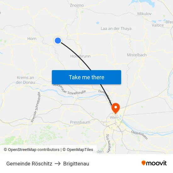 Gemeinde Röschitz to Brigittenau map