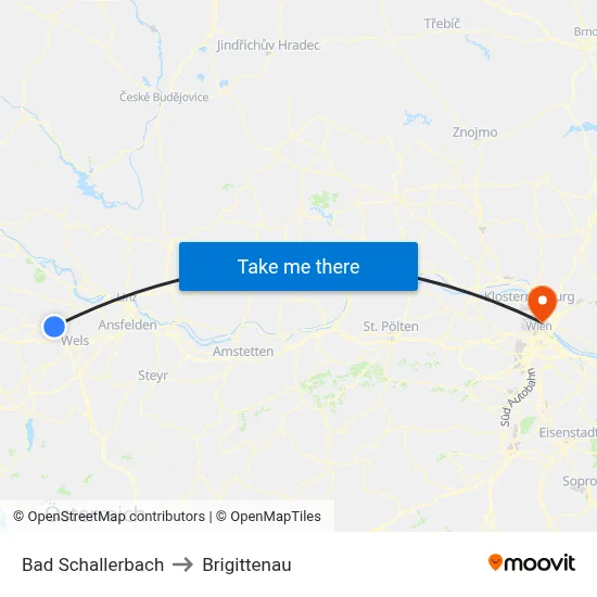 Bad Schallerbach to Brigittenau map
