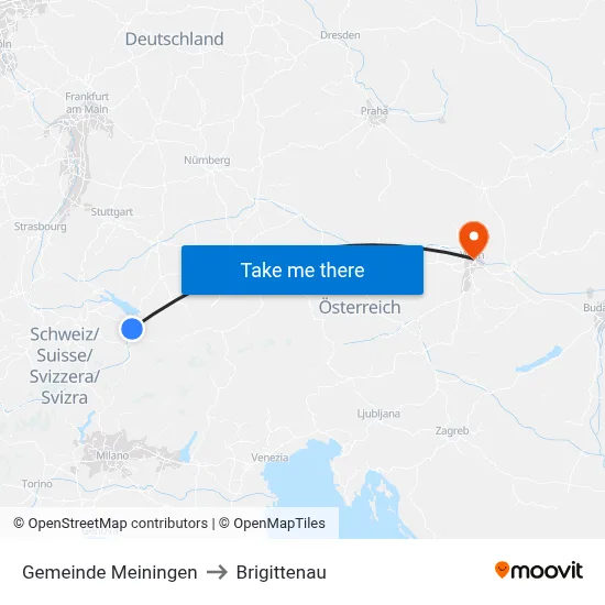 Gemeinde Meiningen to Brigittenau map