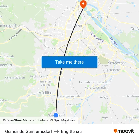 Gemeinde Guntramsdorf to Brigittenau map