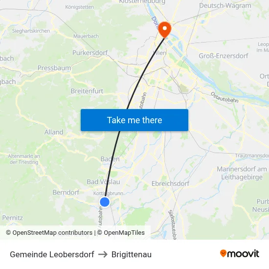 Gemeinde Leobersdorf to Brigittenau map