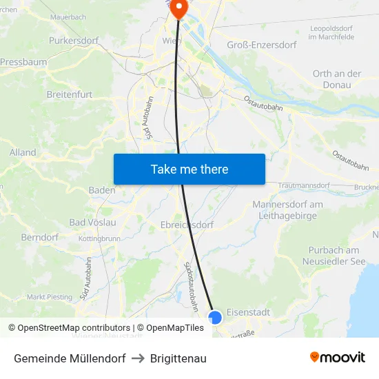 Gemeinde Müllendorf to Brigittenau map
