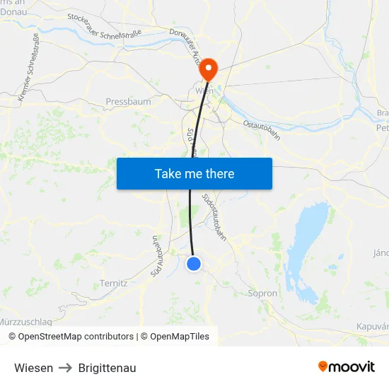 Wiesen to Brigittenau map