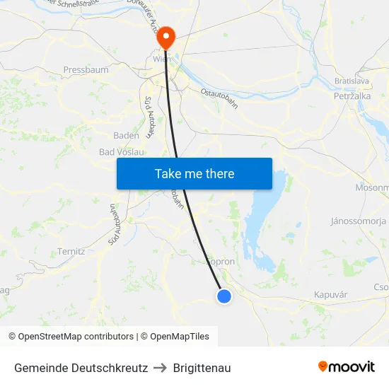 Gemeinde Deutschkreutz to Brigittenau map