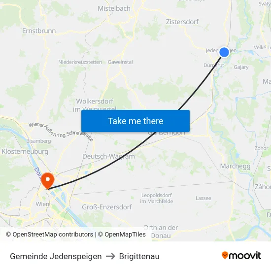Gemeinde Jedenspeigen to Brigittenau map