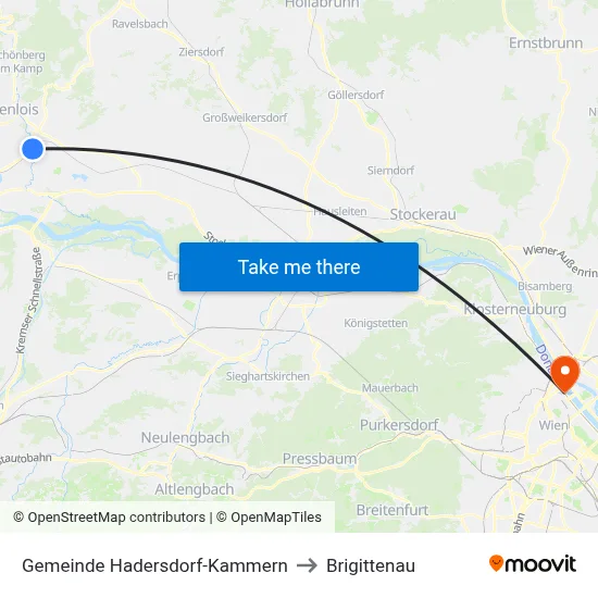 Gemeinde Hadersdorf-Kammern to Brigittenau map