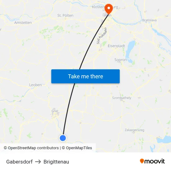 Gabersdorf to Brigittenau map