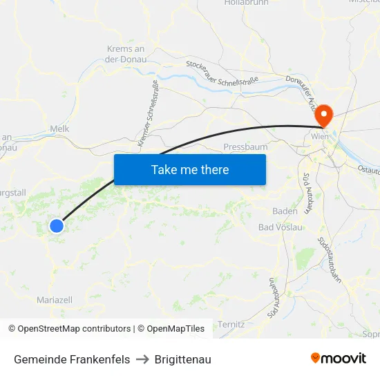 Gemeinde Frankenfels to Brigittenau map