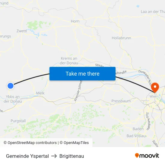 Gemeinde Yspertal to Brigittenau map