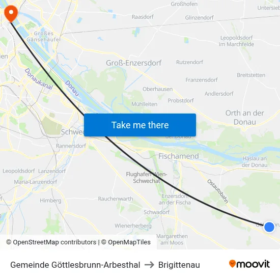 Gemeinde Göttlesbrunn-Arbesthal to Brigittenau map