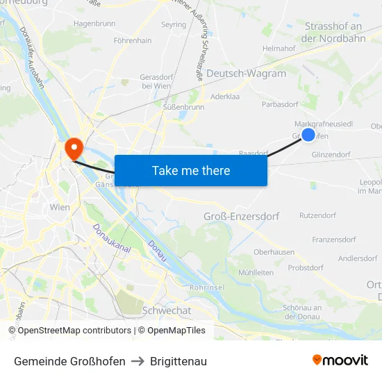 Gemeinde Großhofen to Brigittenau map