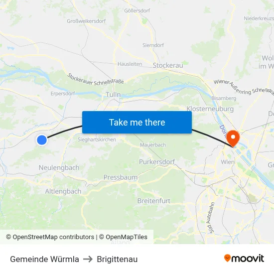 Gemeinde Würmla to Brigittenau map