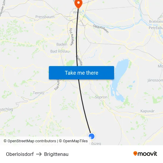 Oberloisdorf to Brigittenau map