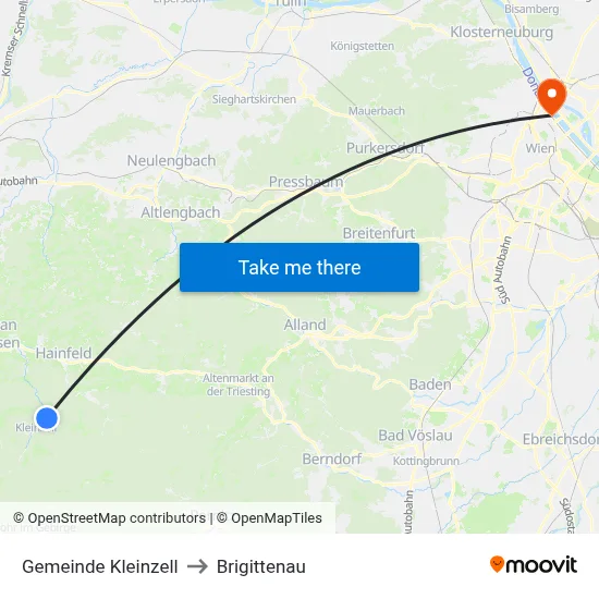 Gemeinde Kleinzell to Brigittenau map