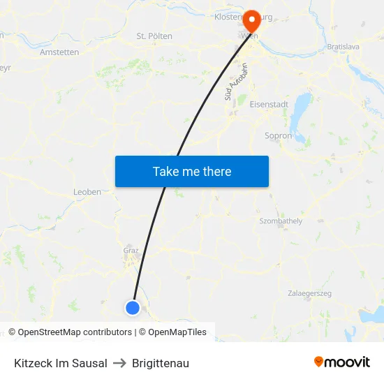 Kitzeck Im Sausal to Brigittenau map