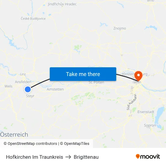 Hofkirchen Im Traunkreis to Brigittenau map