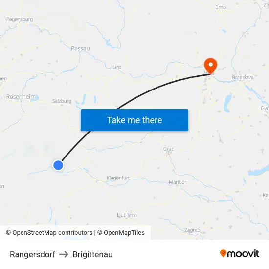 Rangersdorf to Brigittenau map