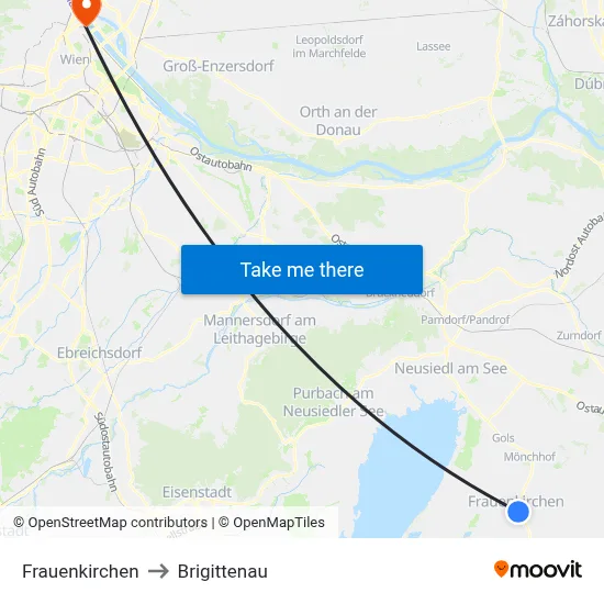 Frauenkirchen to Brigittenau map