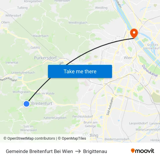 Gemeinde Breitenfurt Bei Wien to Brigittenau map