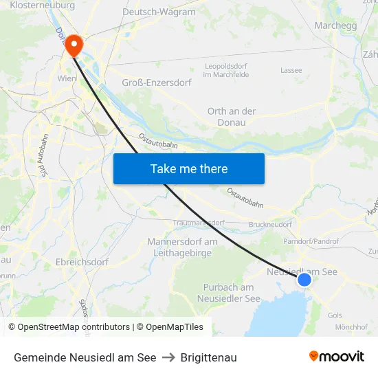 Gemeinde Neusiedl am See to Brigittenau map