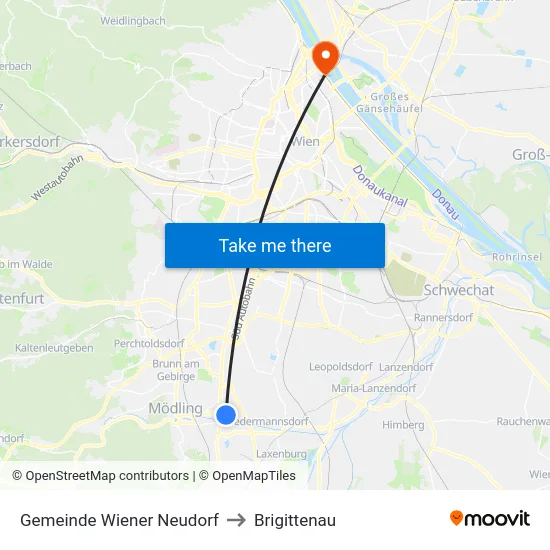 Gemeinde Wiener Neudorf to Brigittenau map