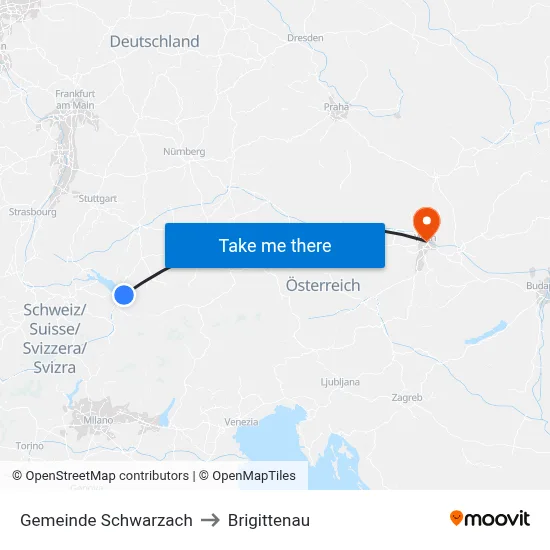 Gemeinde Schwarzach to Brigittenau map