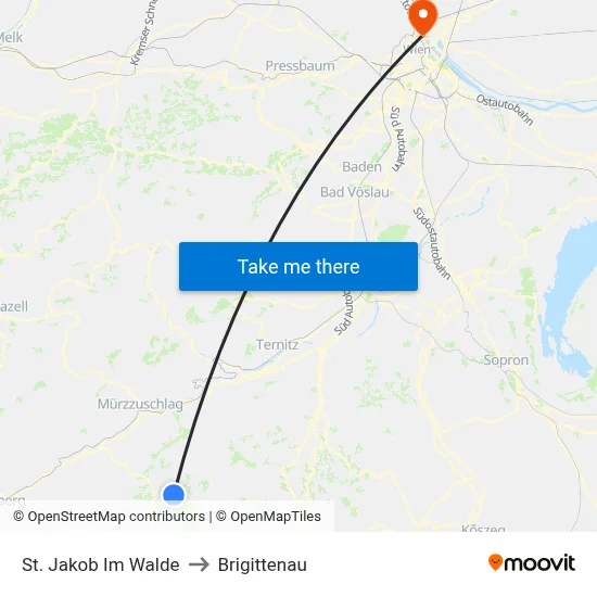 St. Jakob Im Walde to Brigittenau map