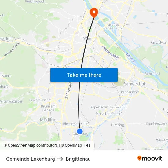 Gemeinde Laxenburg to Brigittenau map