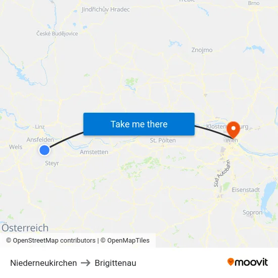Niederneukirchen to Brigittenau map