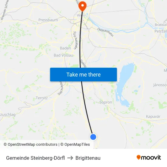 Gemeinde Steinberg-Dörfl to Brigittenau map