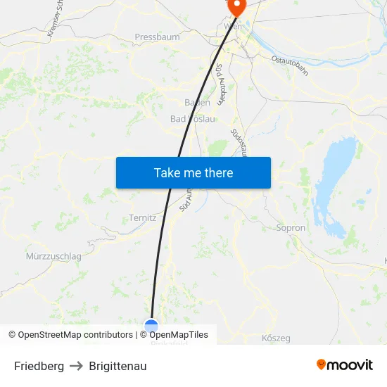 Friedberg to Brigittenau map