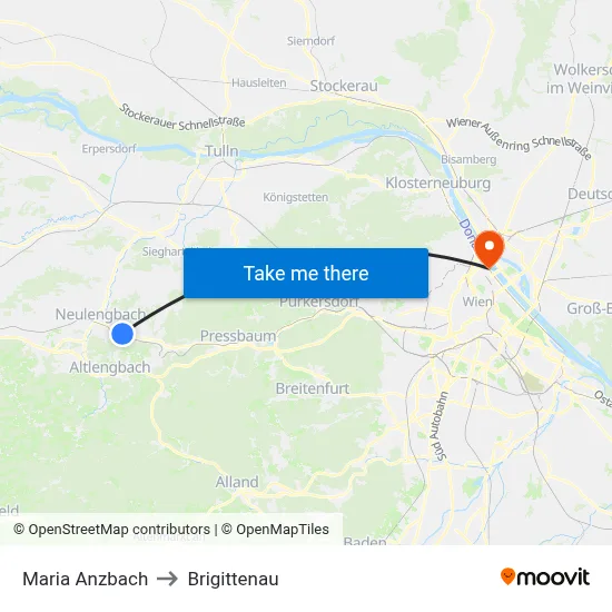 Maria Anzbach to Brigittenau map