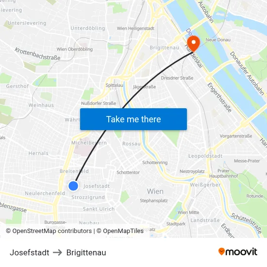 Josefstadt to Brigittenau map