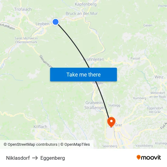 Niklasdorf to Eggenberg map