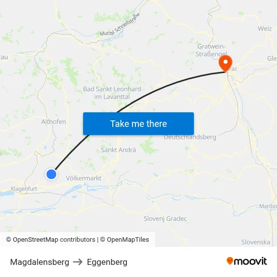 Magdalensberg to Eggenberg map