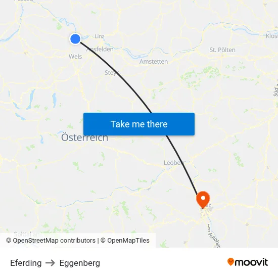 Eferding to Eggenberg map