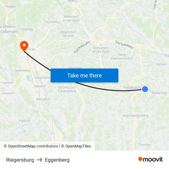 Riegersburg to Eggenberg map