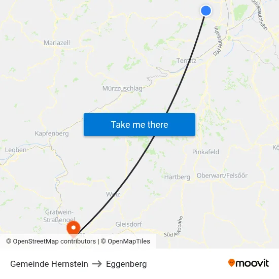 Gemeinde Hernstein to Eggenberg map