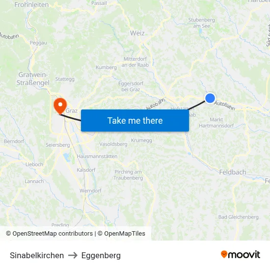 Sinabelkirchen to Eggenberg map
