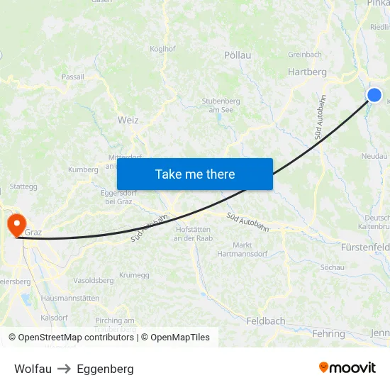 Wolfau to Eggenberg map